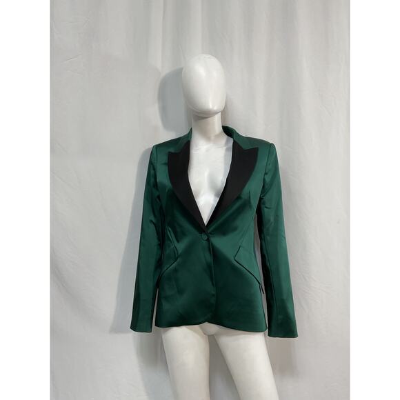 L'Agence 'Chamberlain' Green Acetate Blazer Size 2 - Picture 2 of 5